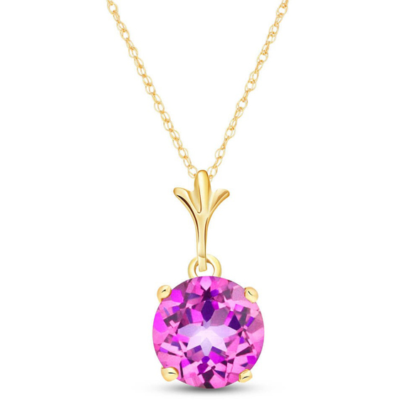 14K. SOLID GOLD NECKLACE WITH NATURAL PINK TOPAZ (Yellow Gold) - Picture 2 of 2